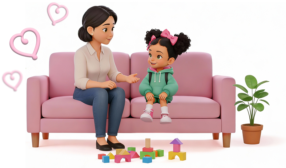 ילדה באבחון עם פסיכולוג